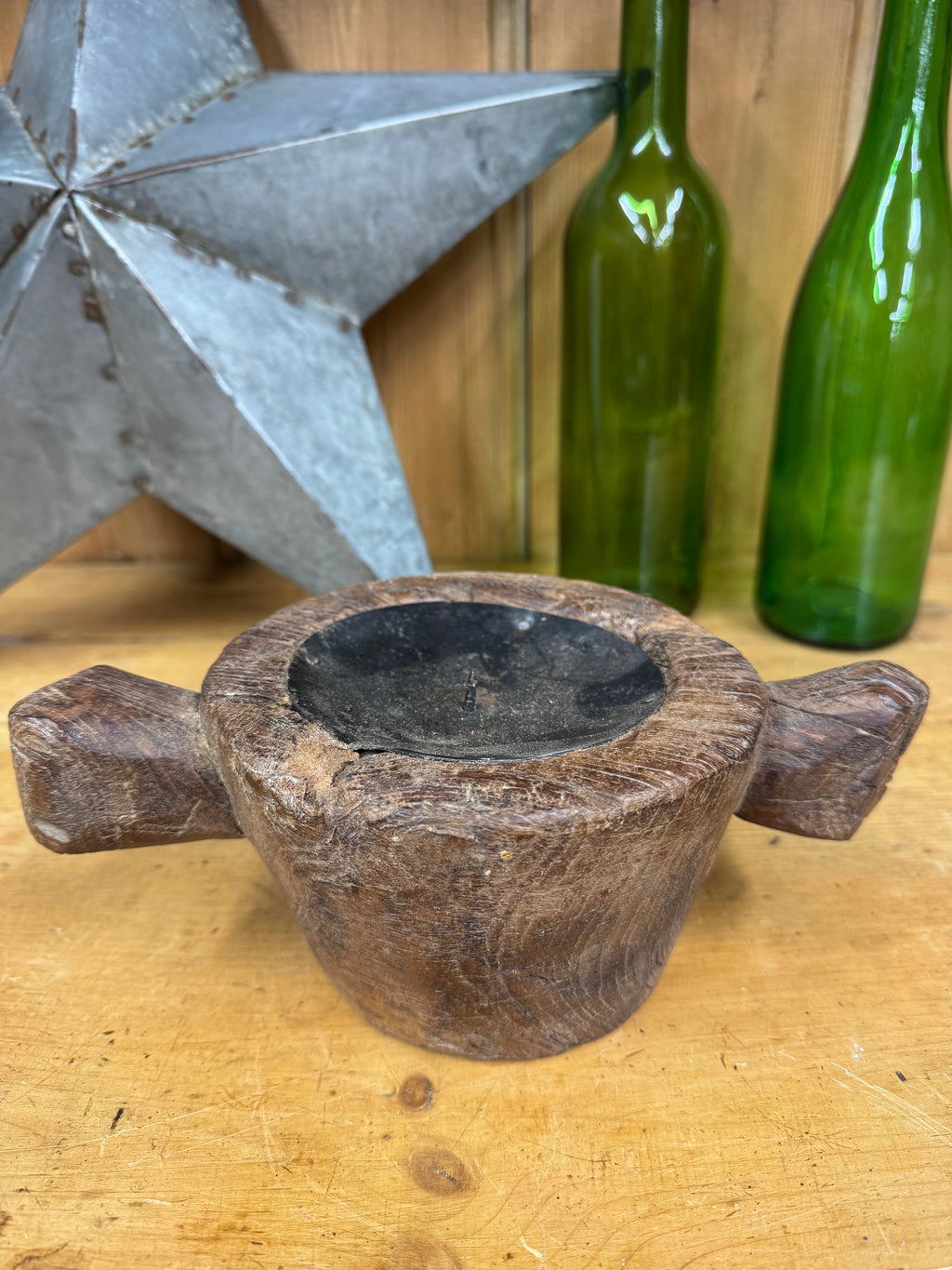 Rustic Wooden Candle Holder Reclaimed Farmhouse Decor