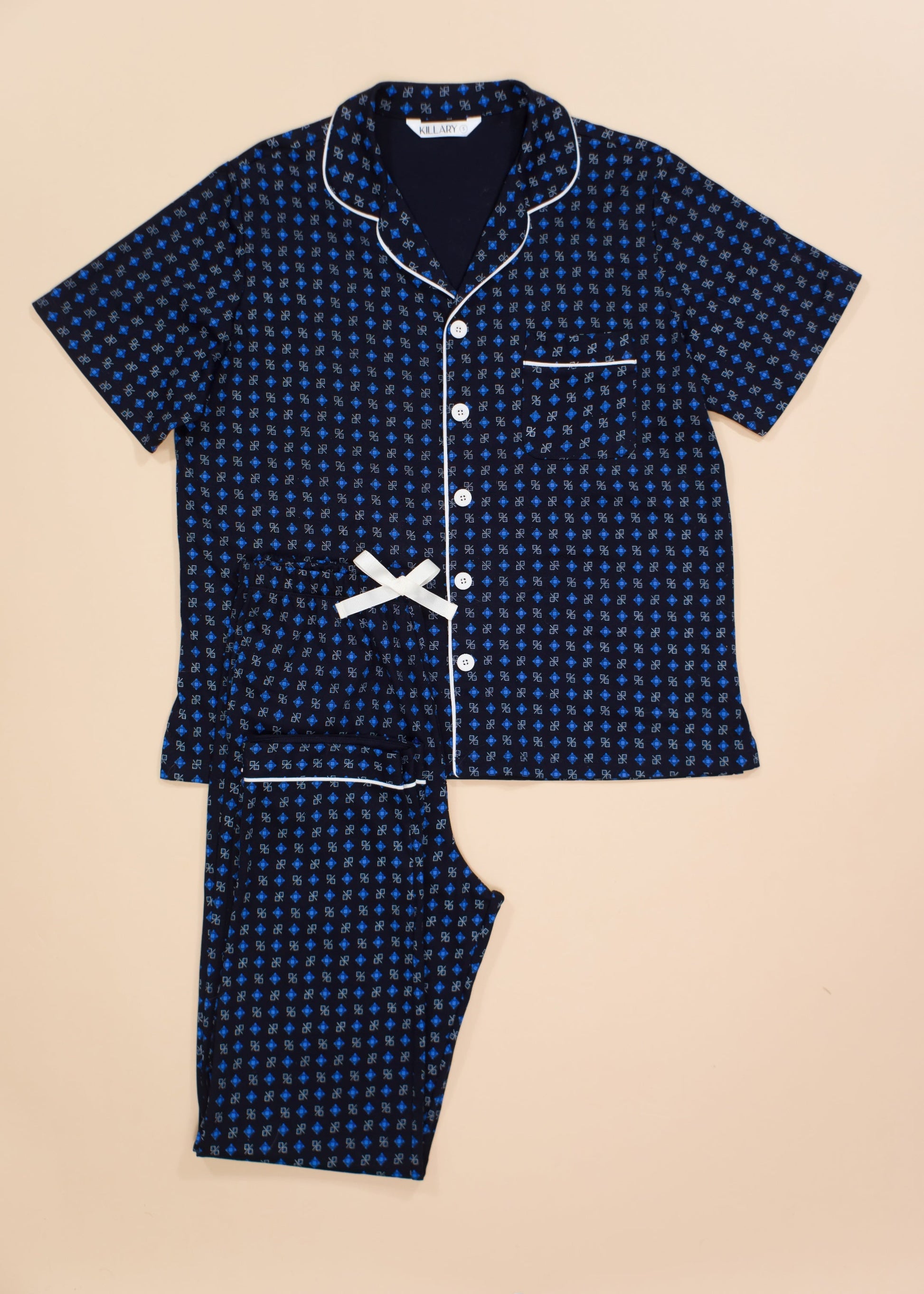 Blue Squares Short Sleeve Pyjama Set
