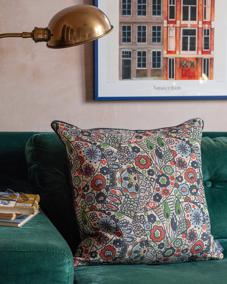 Woodblock Linen Cushion 50x50cm