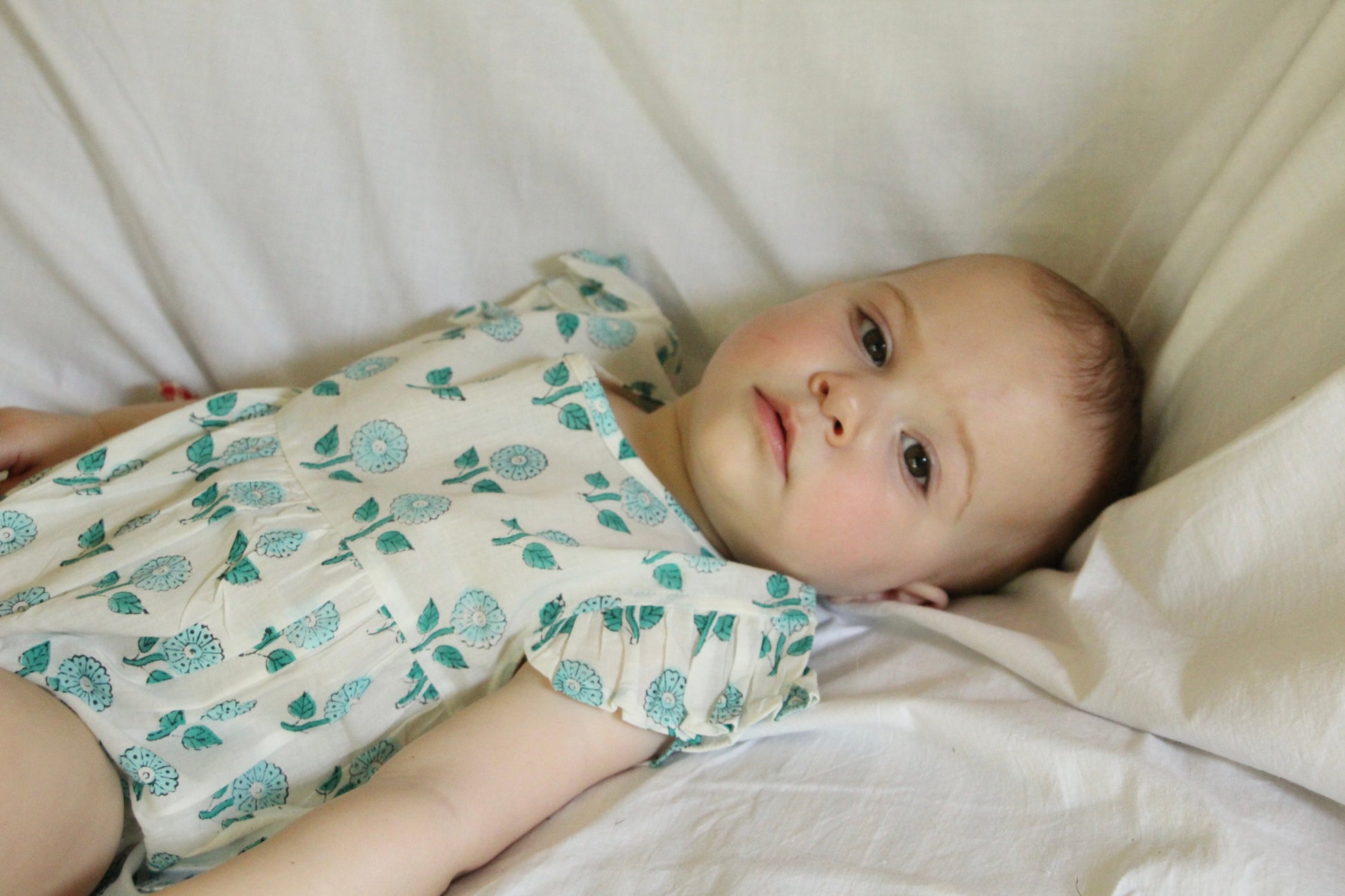 Sea Blue Floral Frilly Bodysuit