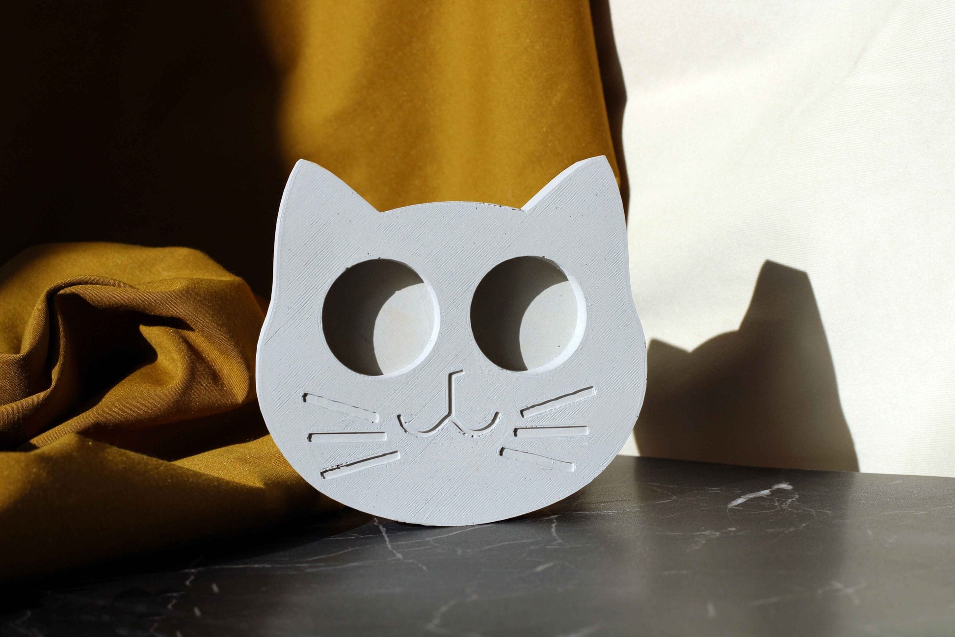 Concrete Cat Face Tealight Holder