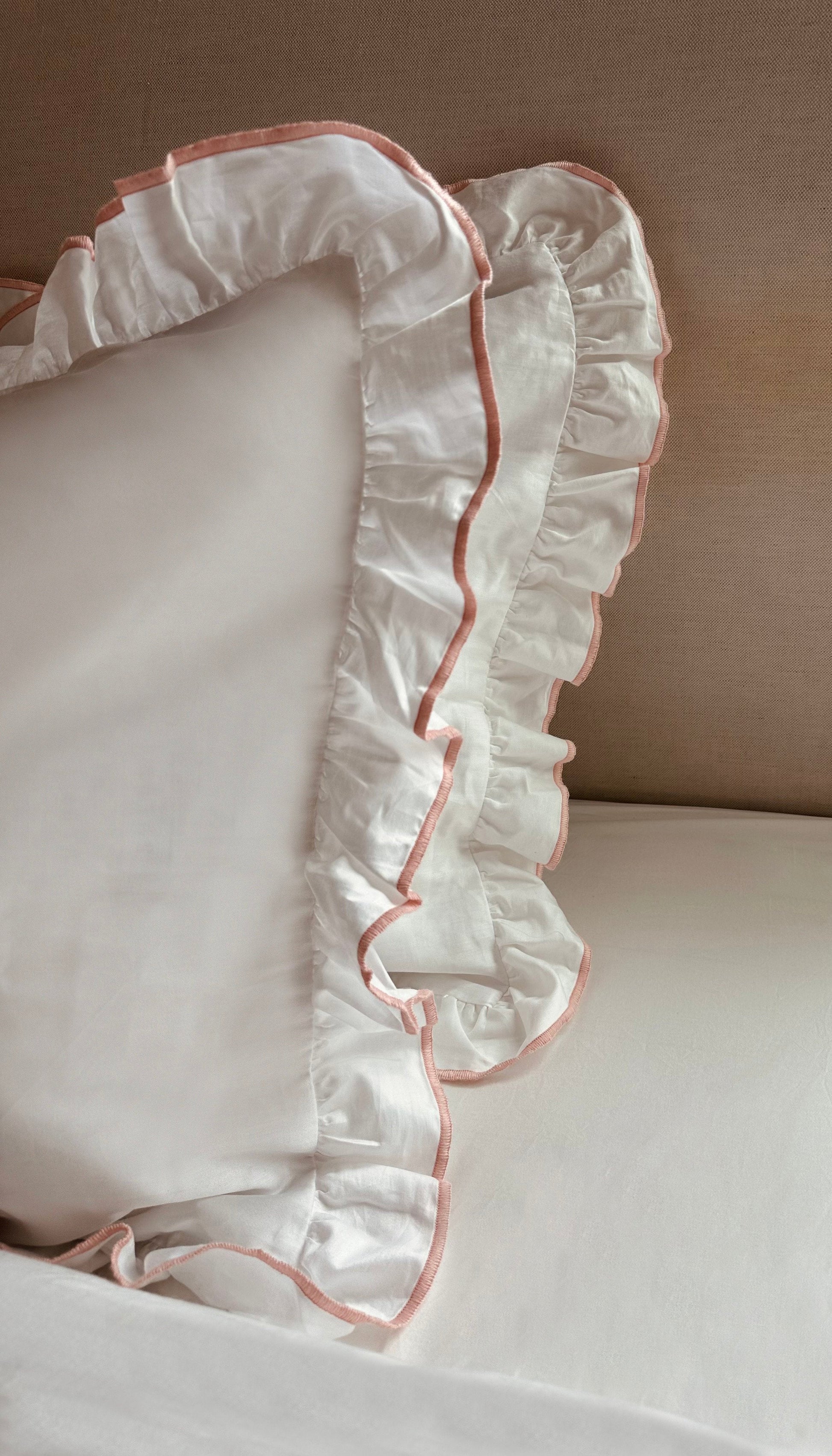 Dusty Pink Pillowcase Pair with Frill