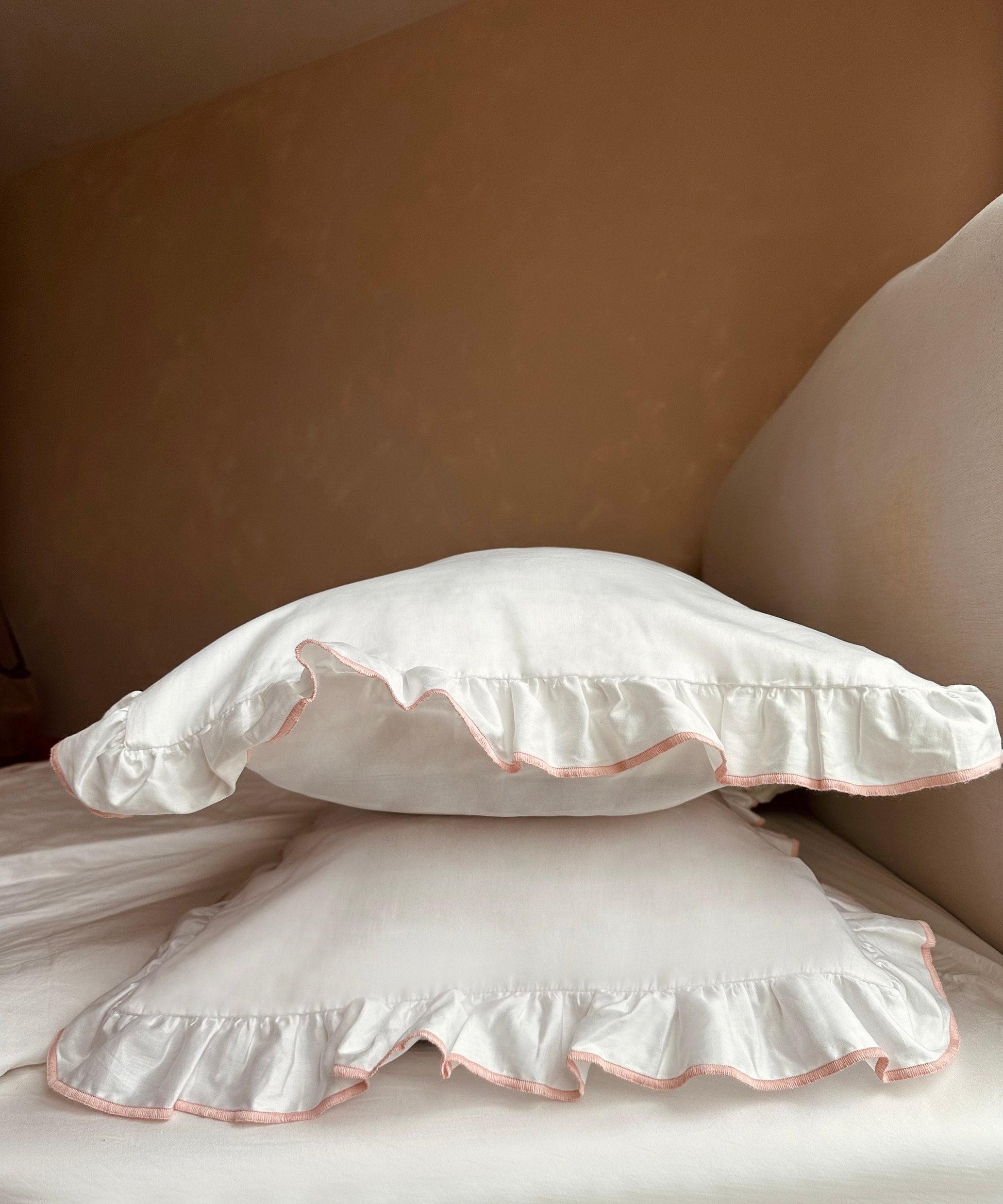 Dusty Pink Pillowcase Pair with Frill