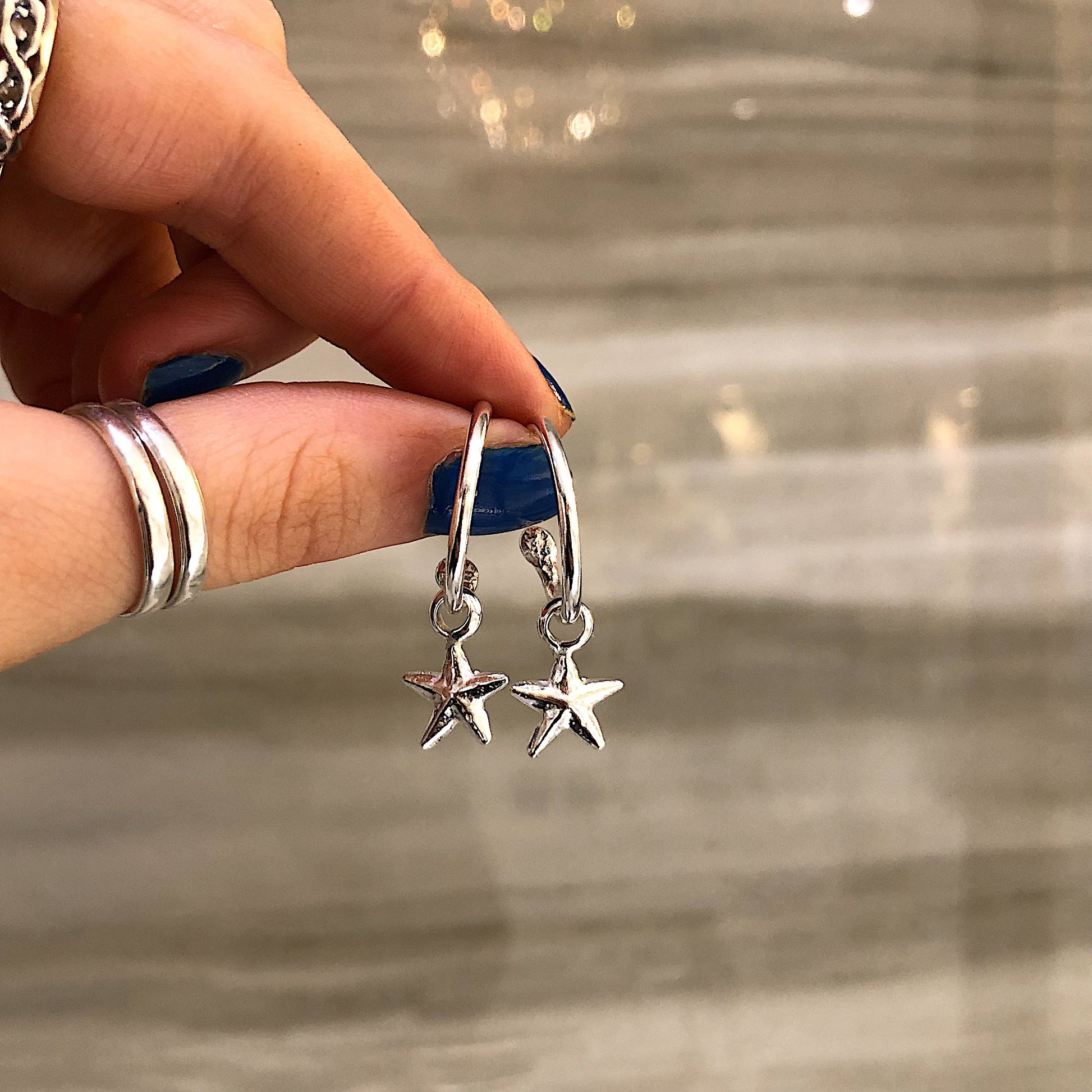 Starfish Silver Hoops