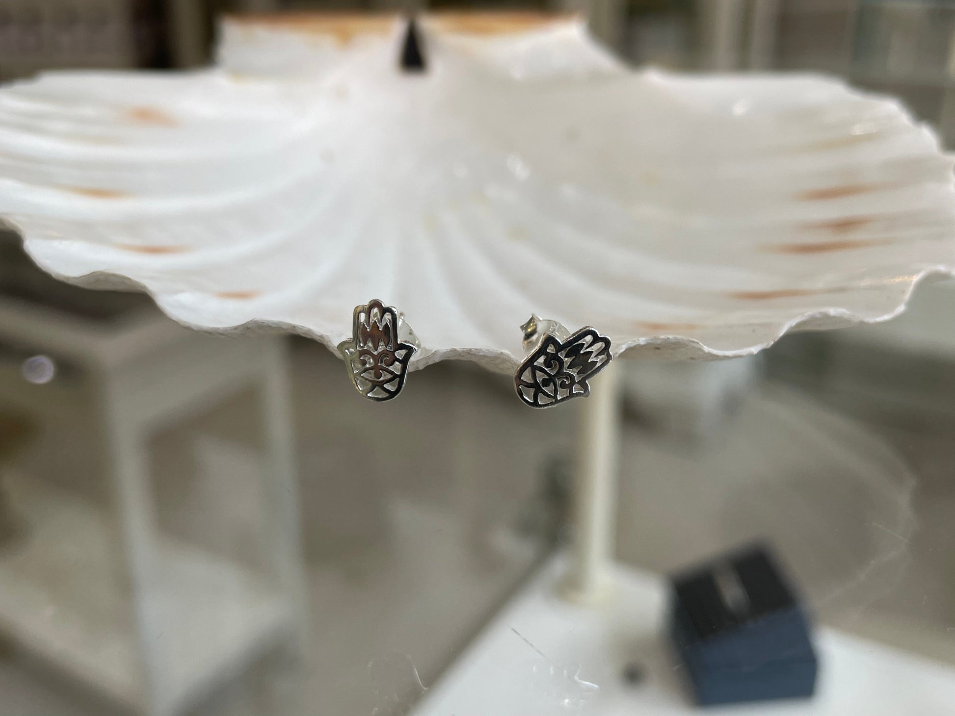 Hand of Fatima Sterling Silver Studs