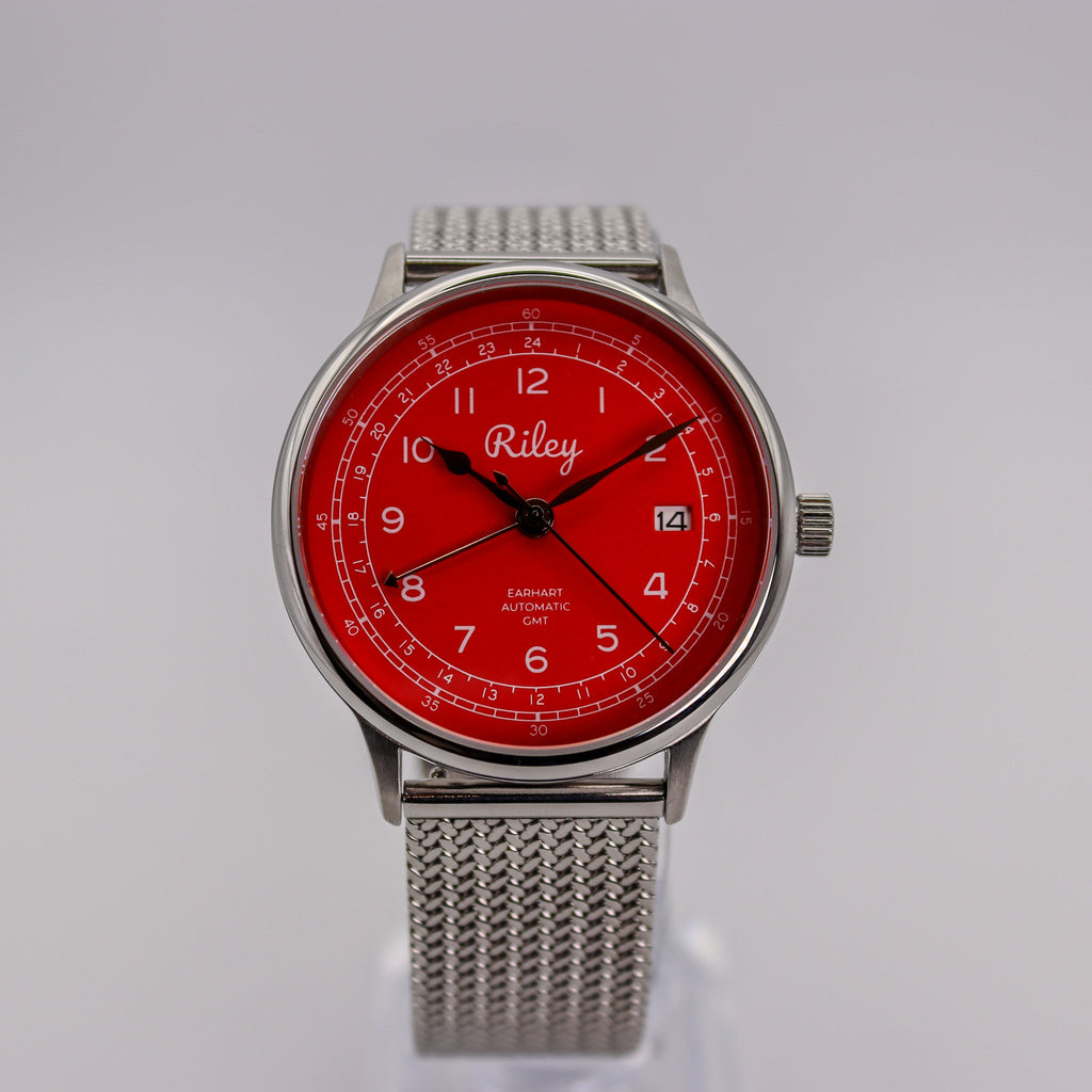 Automatic GMT Aviation Watch in Canary Yellow, Silver, Sky Blue, Red and Cream