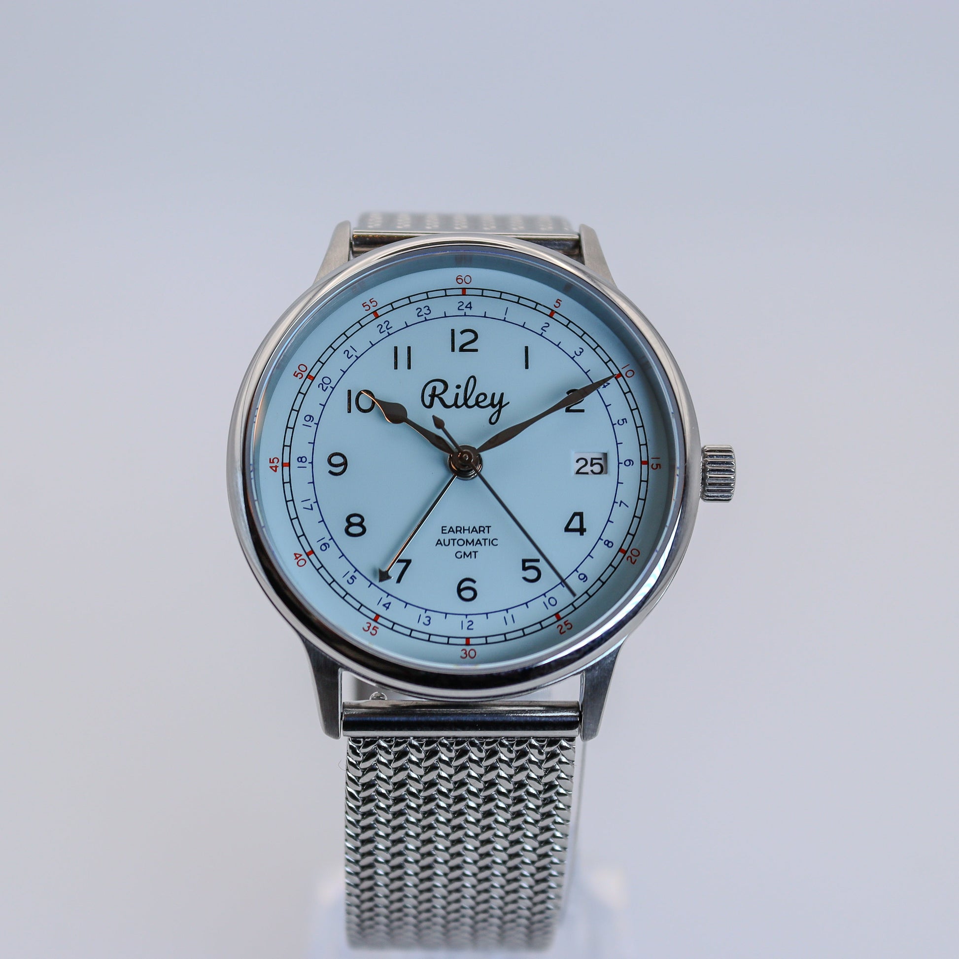 Automatic GMT Aviation Watch in Canary Yellow, Silver, Sky Blue, Red and Cream