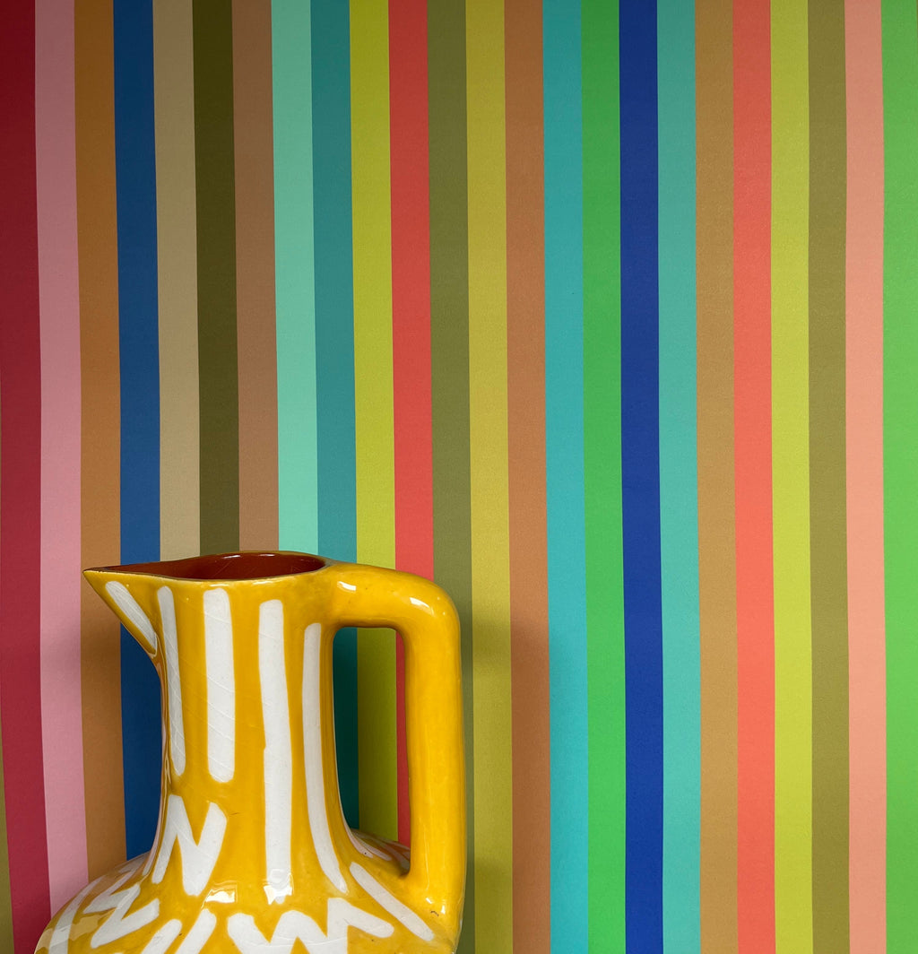 Tonal Stripe Wallpaper in Pool