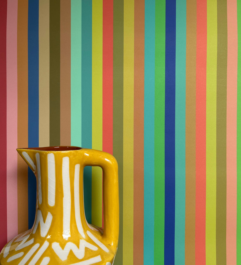 Tonal Stripe Wallpaper in Pool