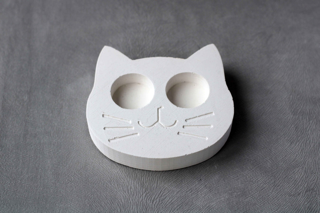 White Concrete Cat Face Tealight Holder