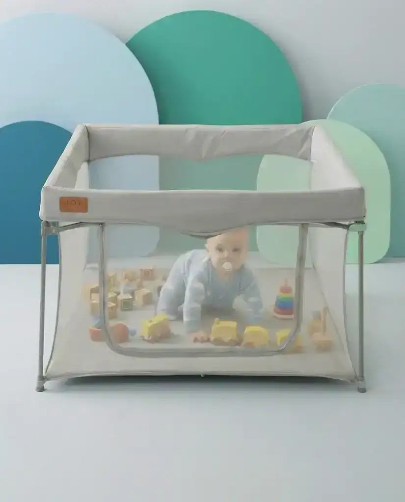Square Baby Playpen with Mesh Sides and Fitted Mat