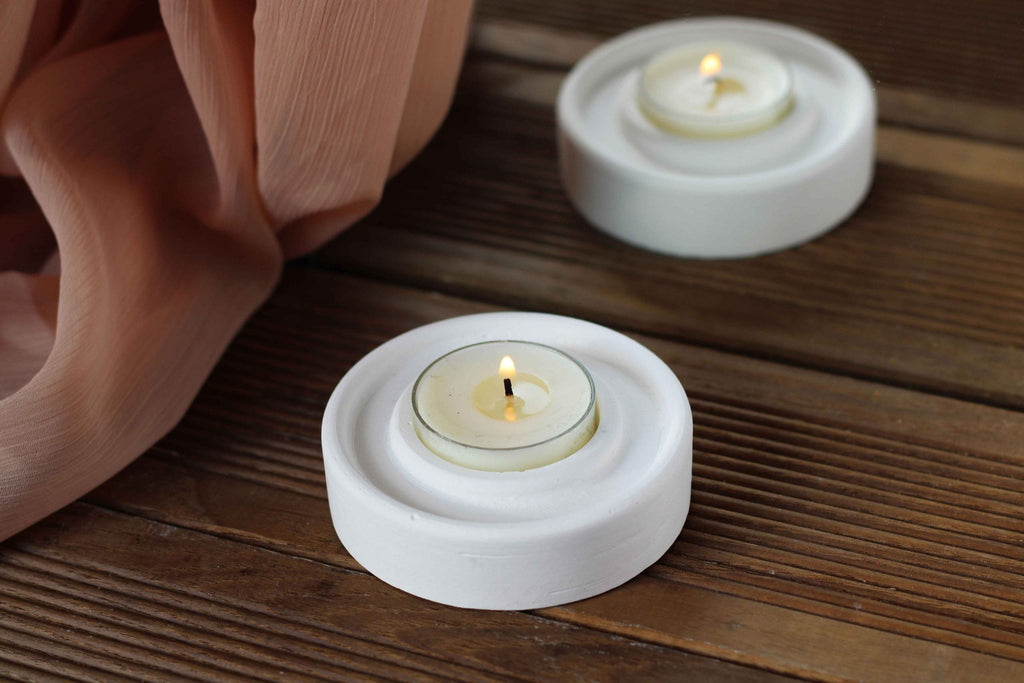 White Concrete Single Tealight Holder