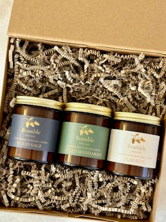 Hand Poured Candle Trio Set with Tuberose, Wood Sage and Spiced Mandarine