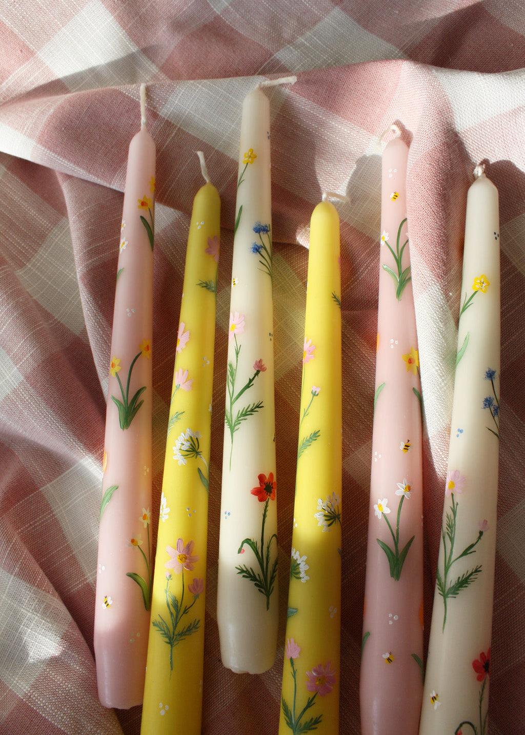 Tulips and Daffodils Hand Painted Candle