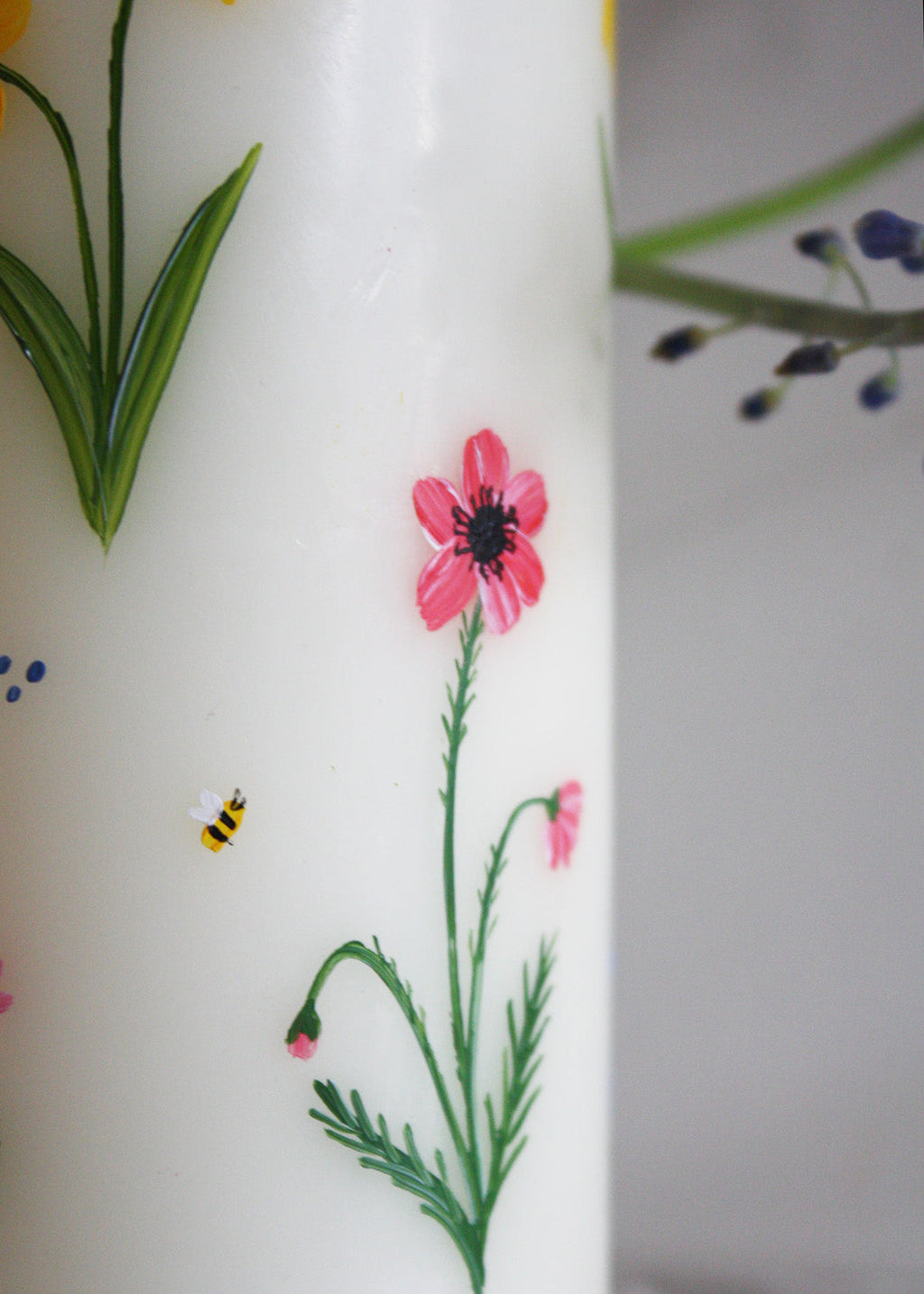 Rainbow Wildflower Pillar Candle Hand Painted