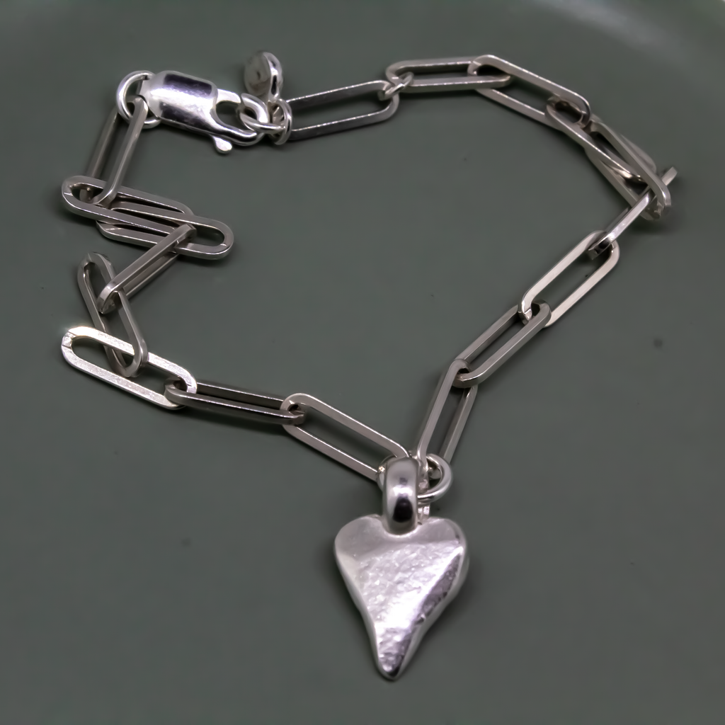 Heart Trace Chain Bracelet Sterling Silver