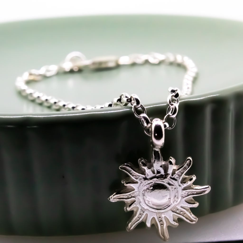 Sun of Hope Sterling Silver Charm Anklet