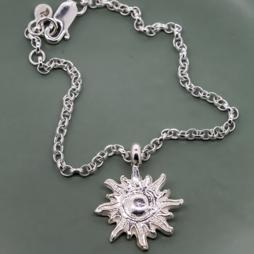 Sun of Hope Sterling Silver Charm Anklet