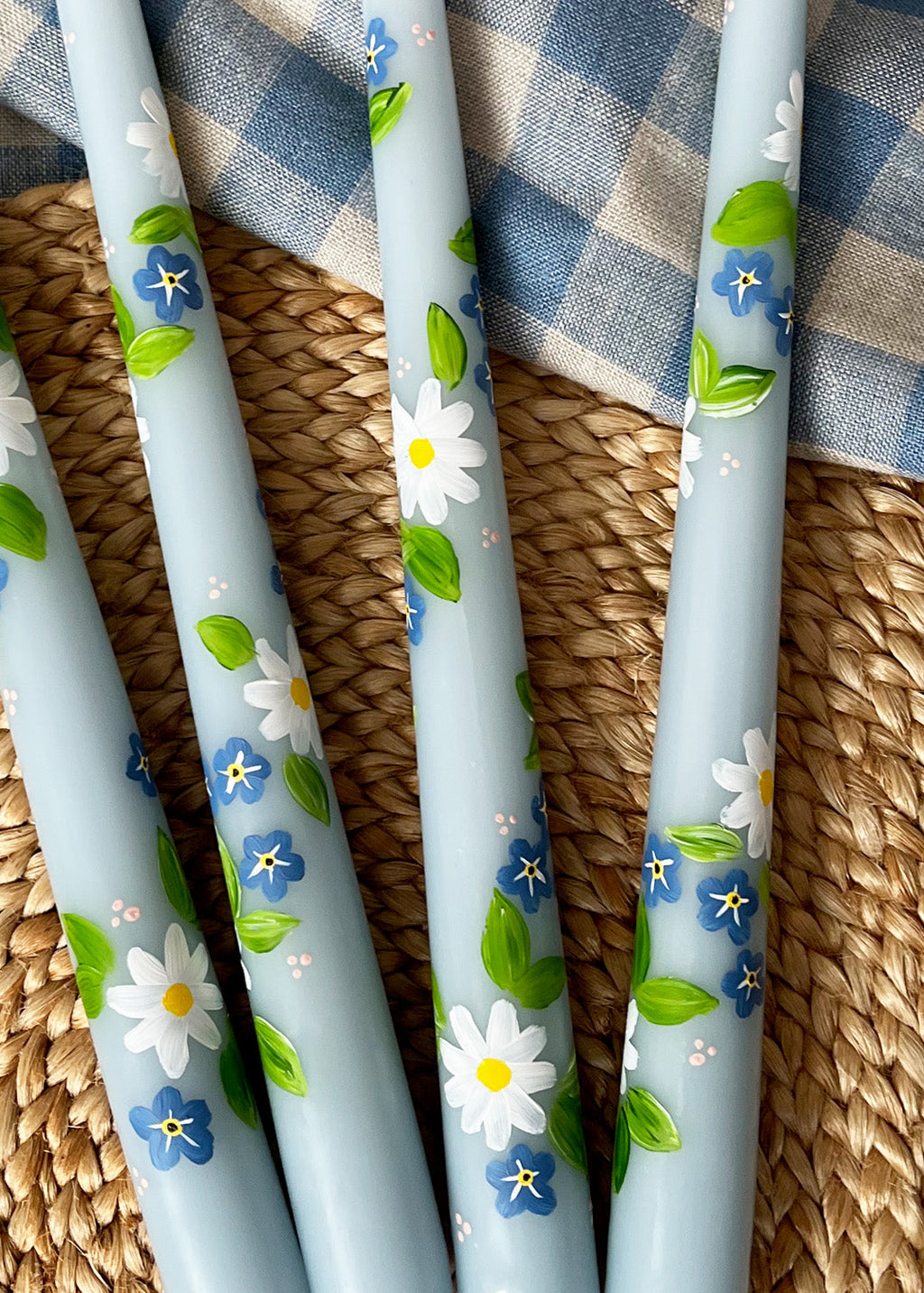 Forget Me Not Hand Painted Candle