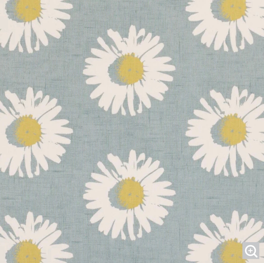 Daisy pastel blue cylinder lampshade, in cotton, extra tall lampshade