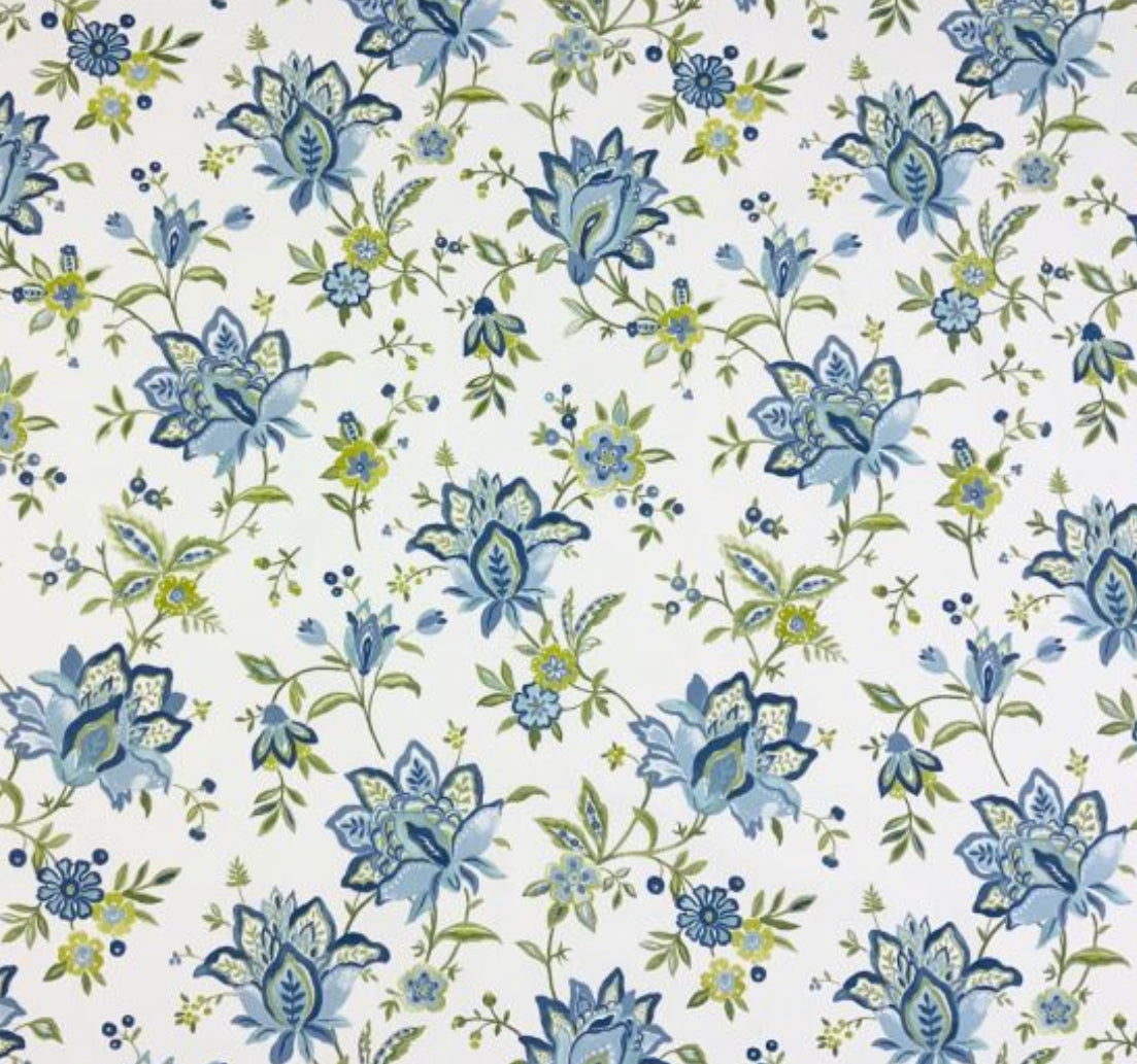 Ornella blue flowers cotton drum lampshade/ ceiling shade, with a white lining