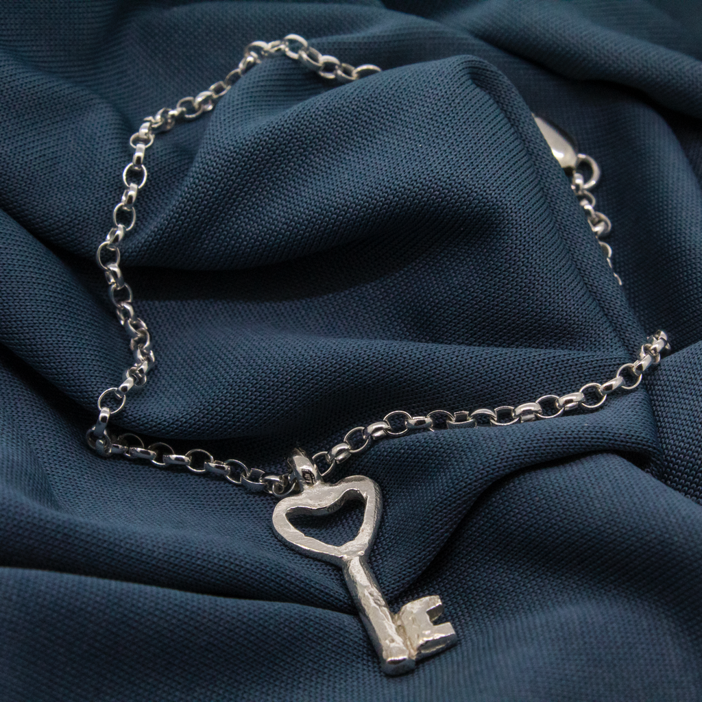 Key to My Heart Sterling Silver Chain Bracelet
