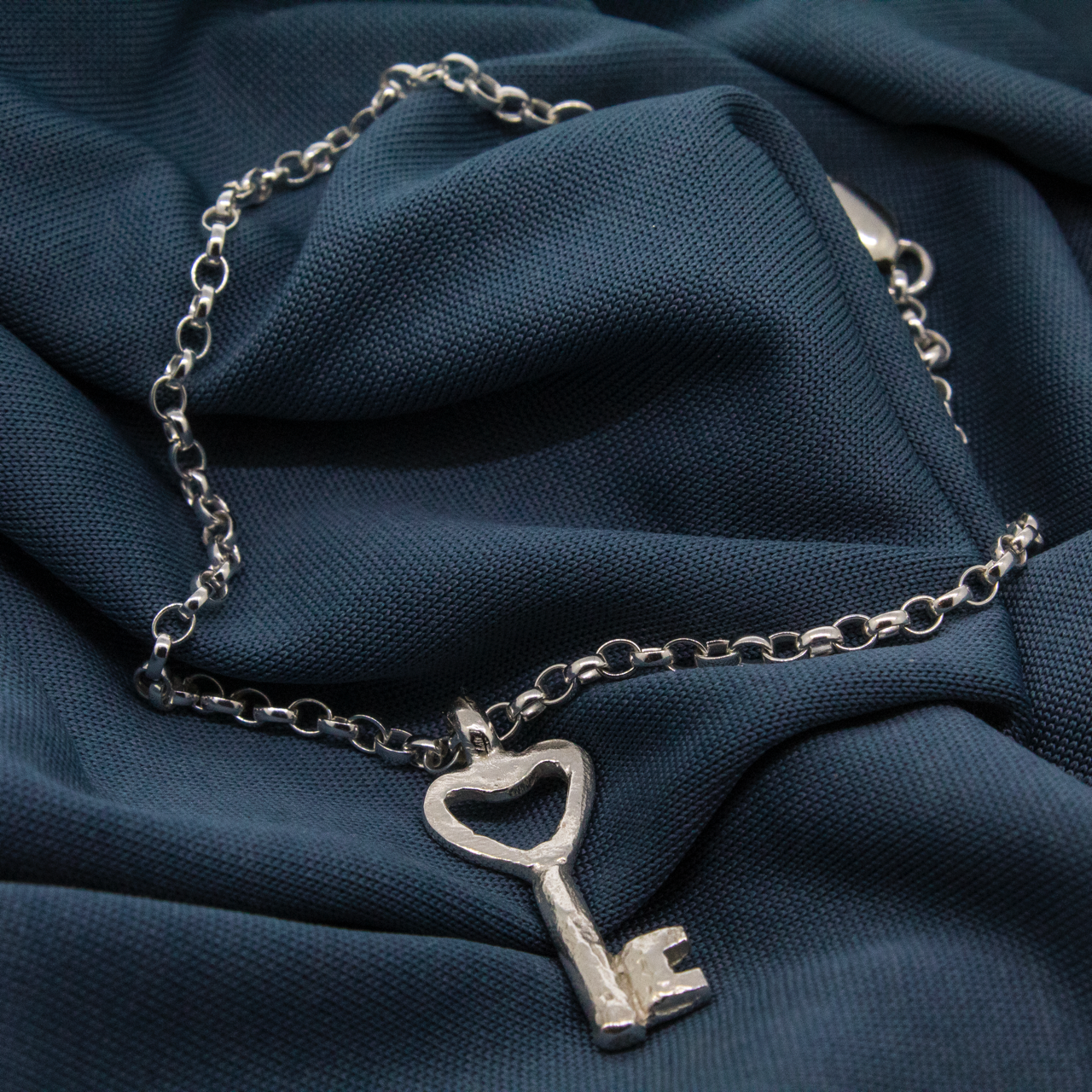 Key to My Heart Sterling Silver Chain Bracelet
