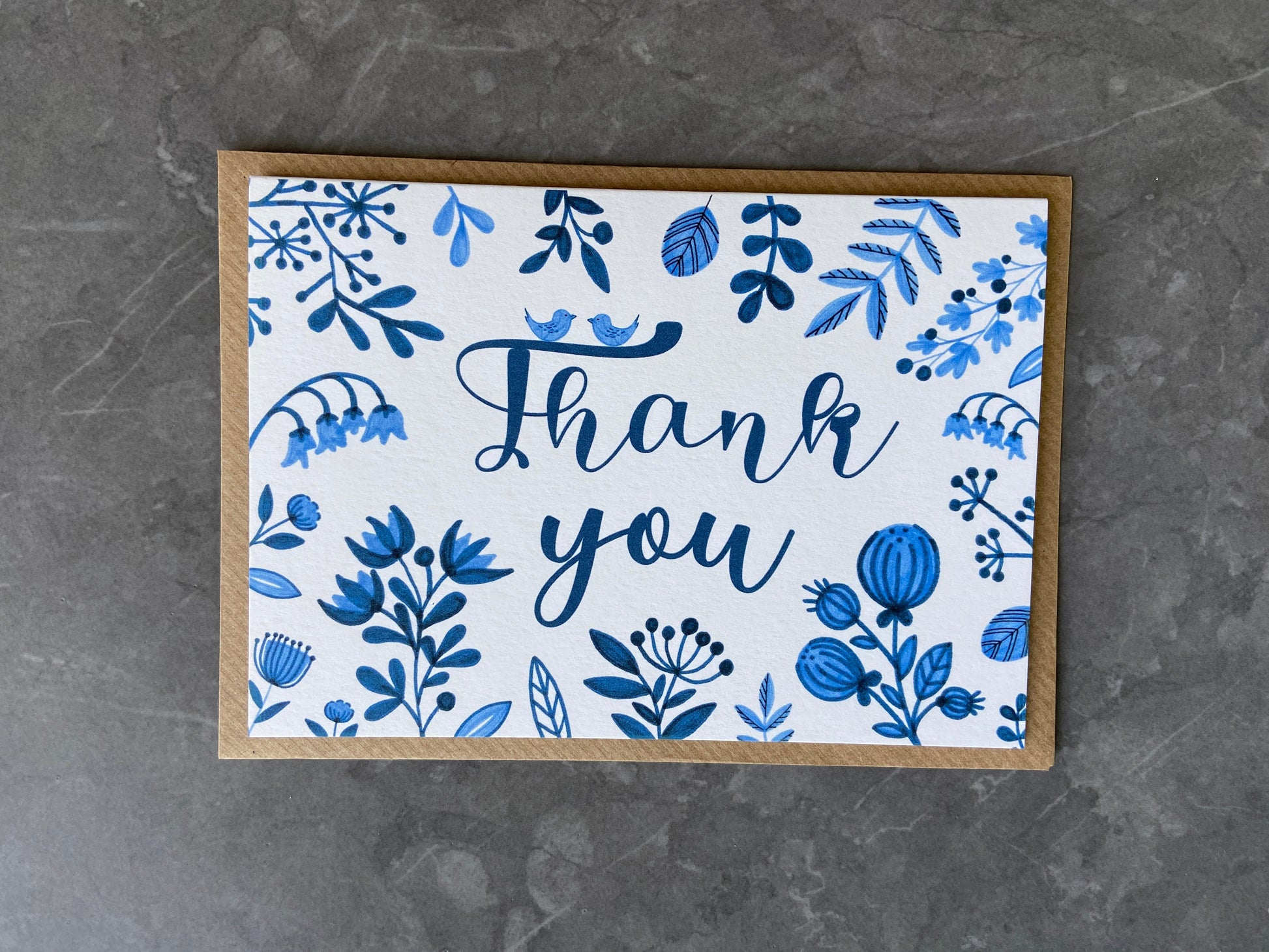 Blue Florals Thank You Note Cards