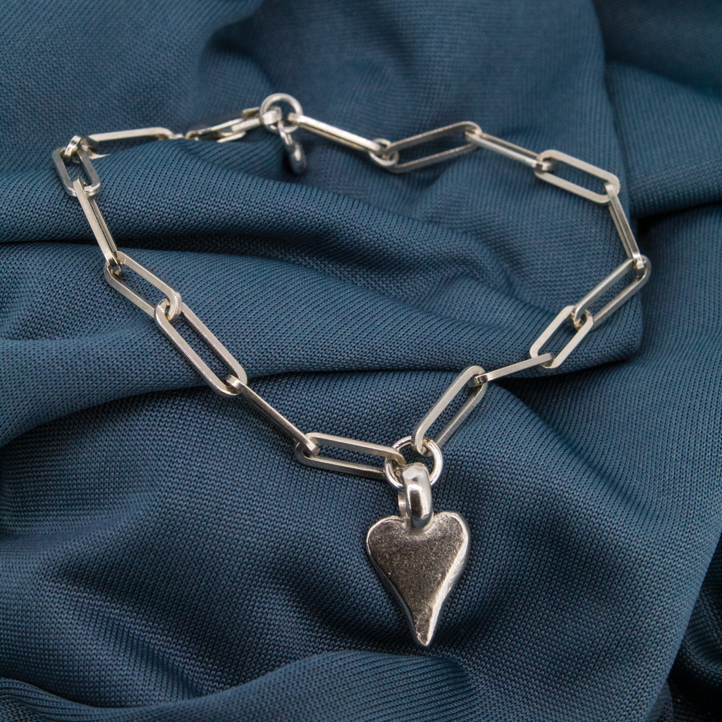 Heart Trace Chain Bracelet Sterling Silver