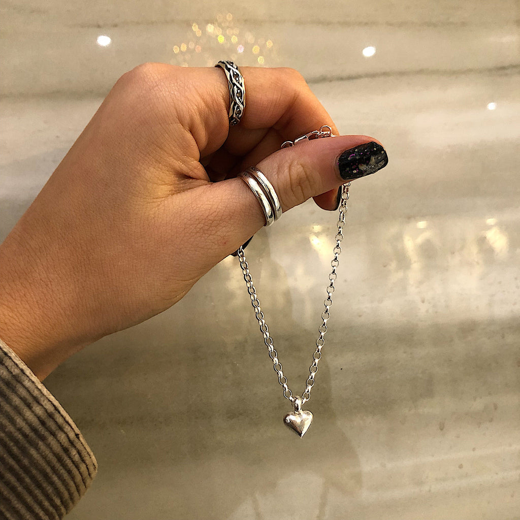 Baby Heart Chain Bracelet in Sterling Silver