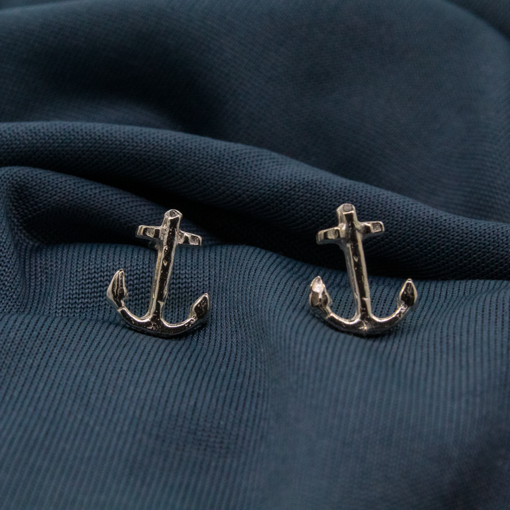 Large Sterling Silver Anchor Studs