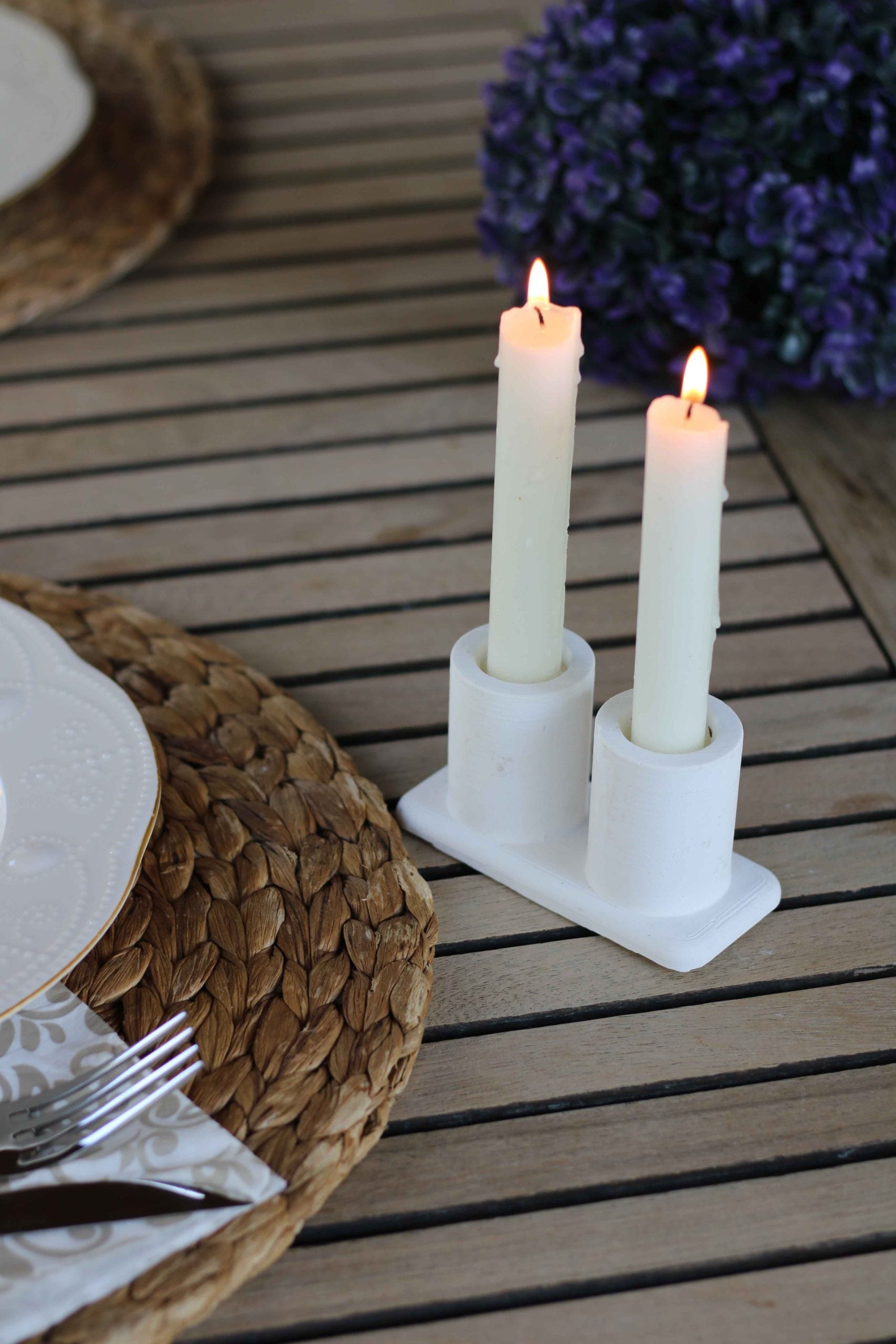 White Concrete Candle Holder