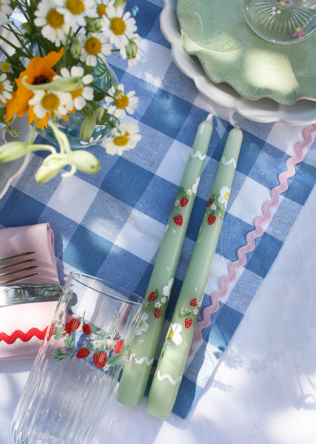 Strawberry Ribbed Highball Glasses Set of 2