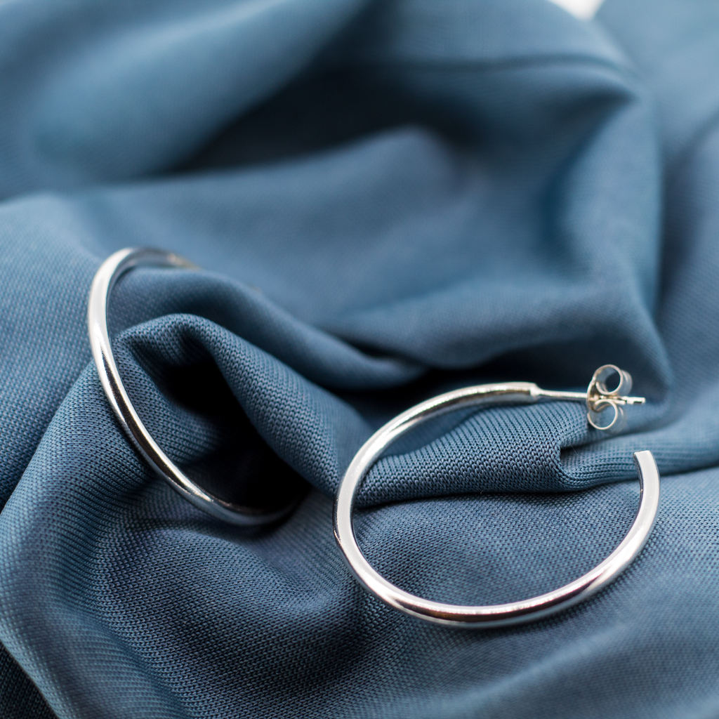 Midi Smooth Sterling Silver Hoops