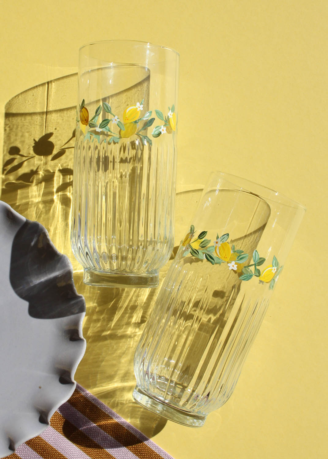 Limoncello Ribbed Highball Glasses Set of 2