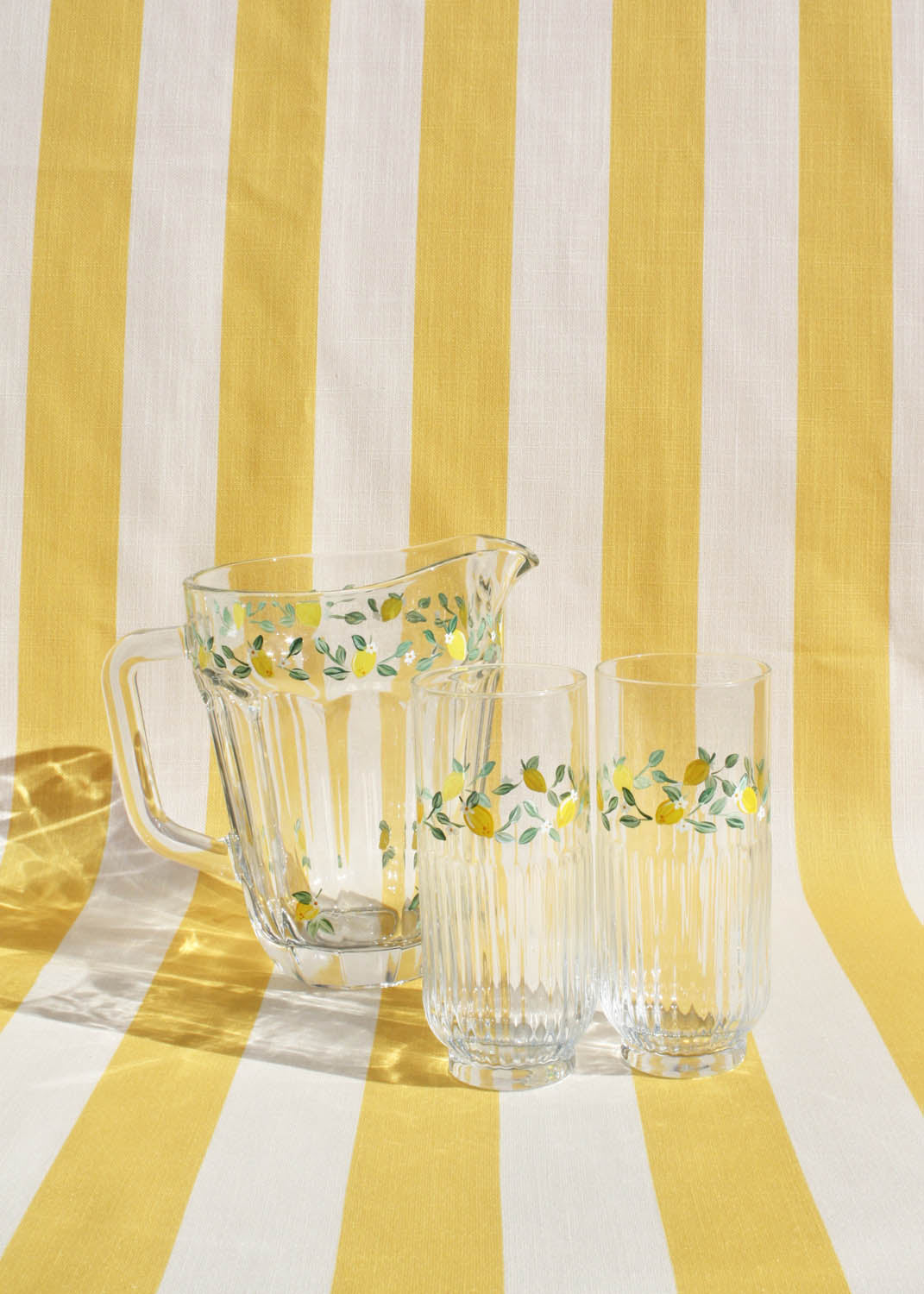 Limoncello Ribbed Highball Glasses Set of 2