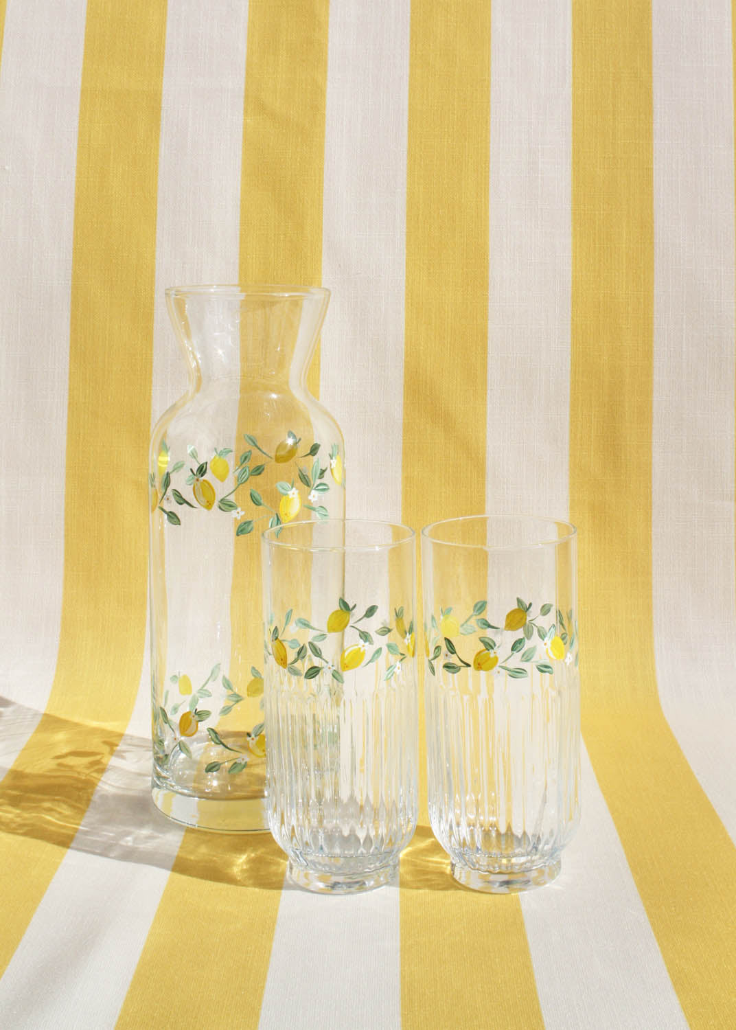 Limoncello Ribbed Highball Glasses Set of 2
