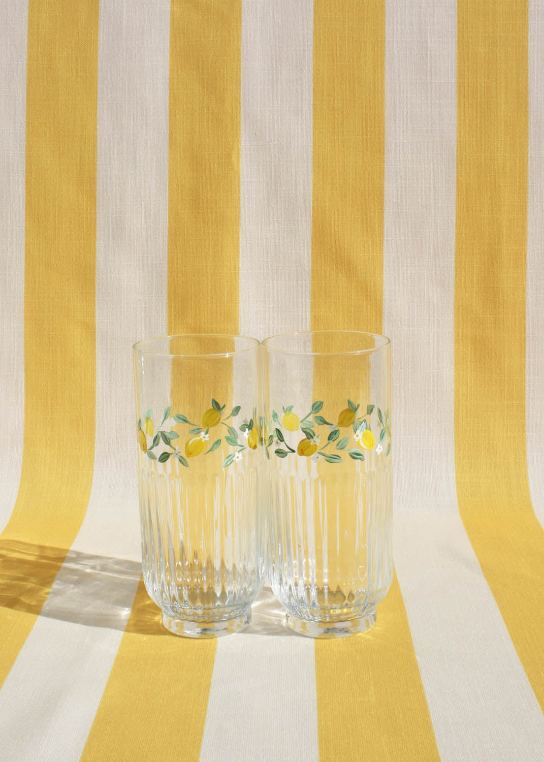 Limoncello Ribbed Highball Glasses Set of 2