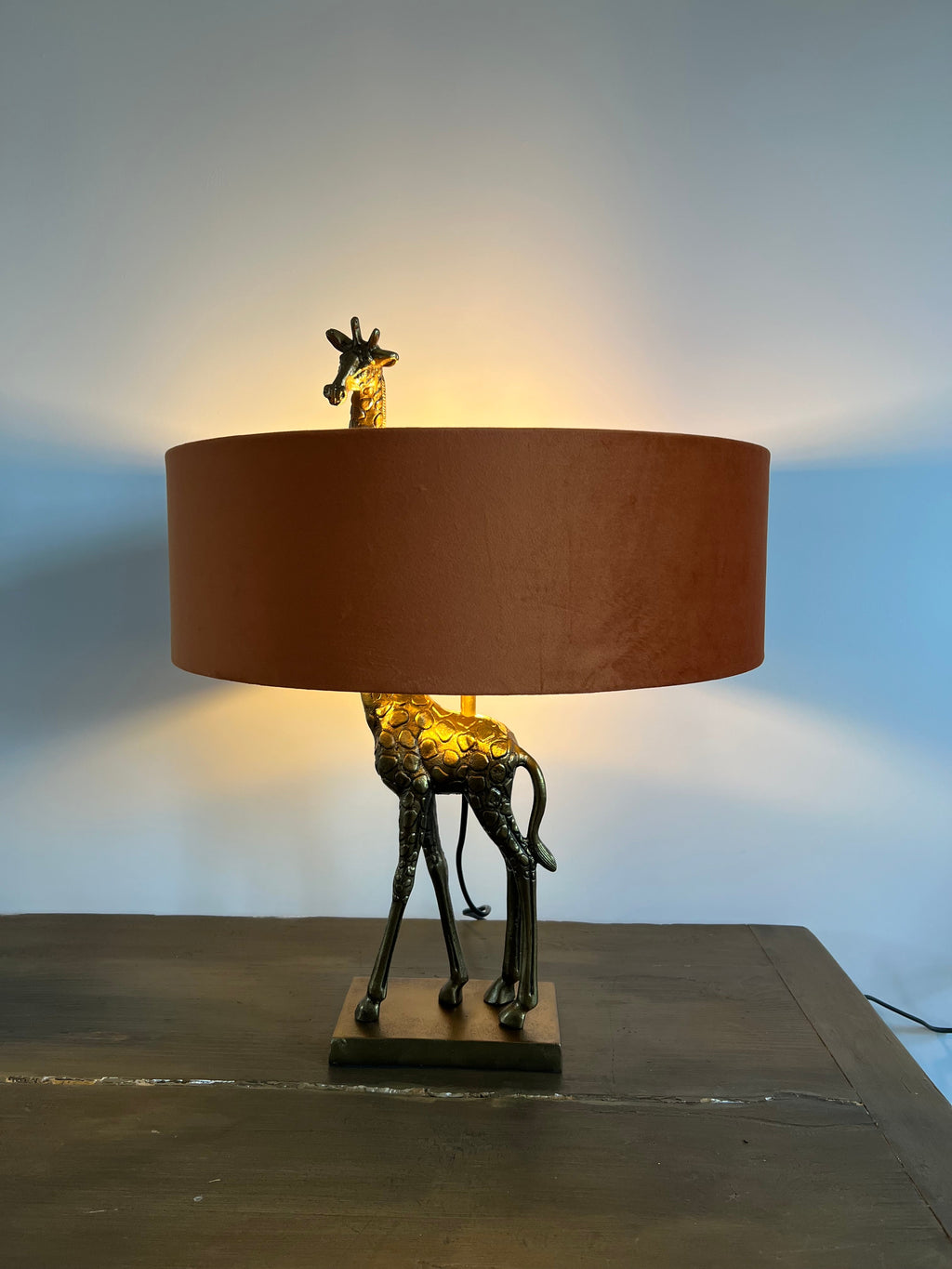 Burnt orange velvet drum lampshade/ ceiling shade with a white lining