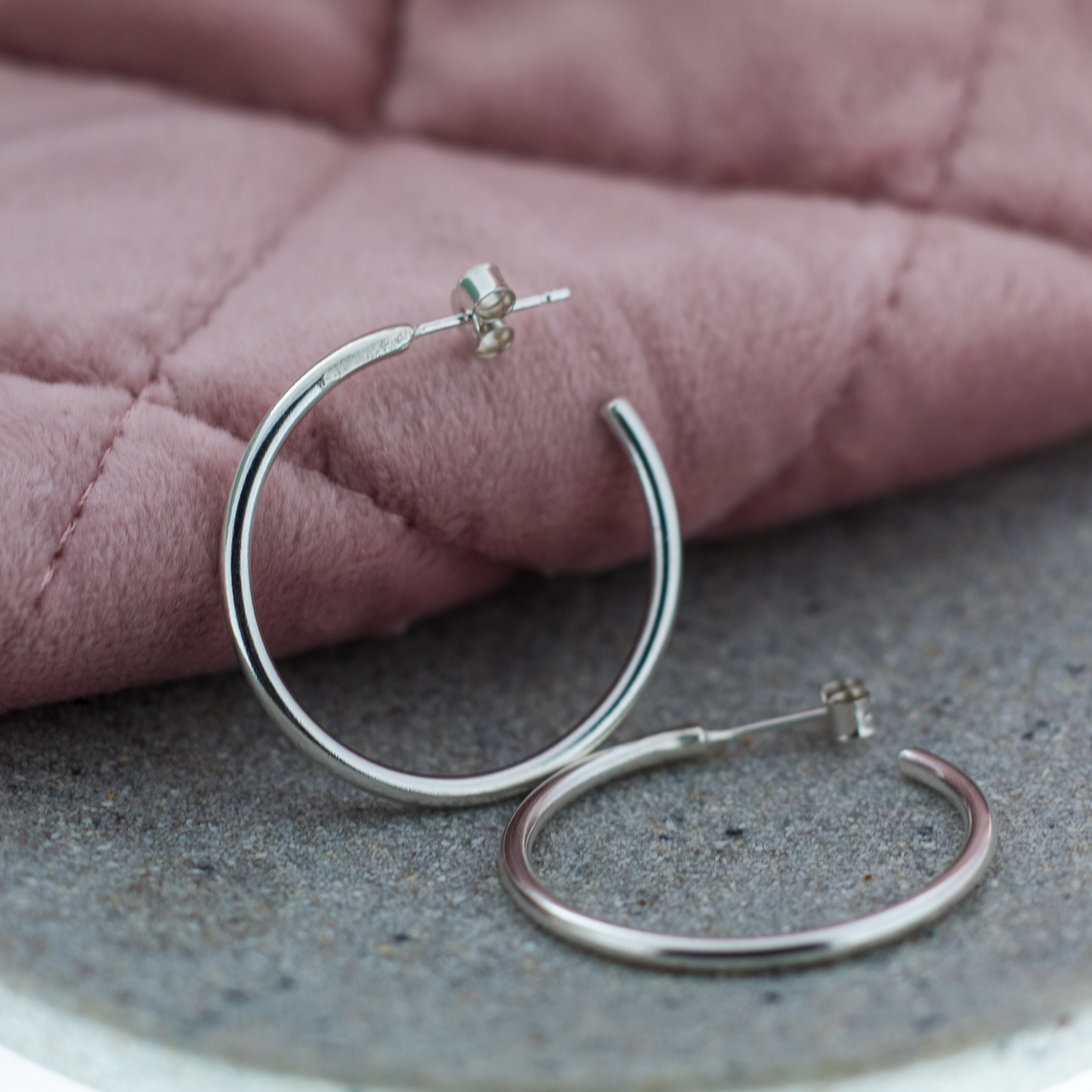 Midi Smooth Sterling Silver Hoops