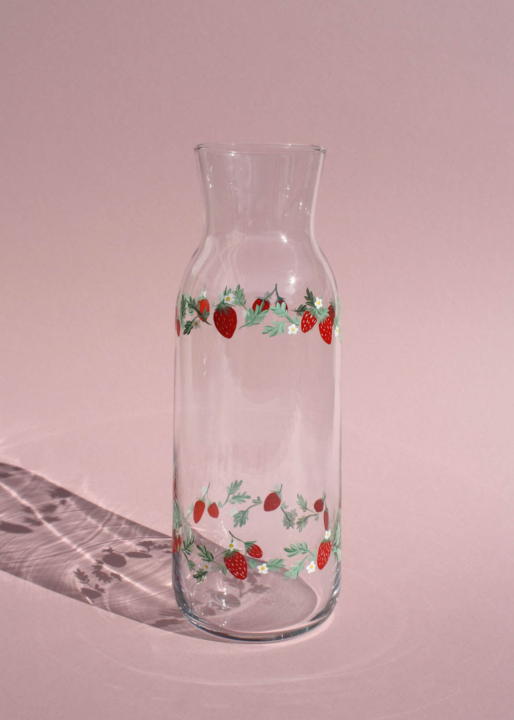 Strawberry Glass Carafe Hand Painted