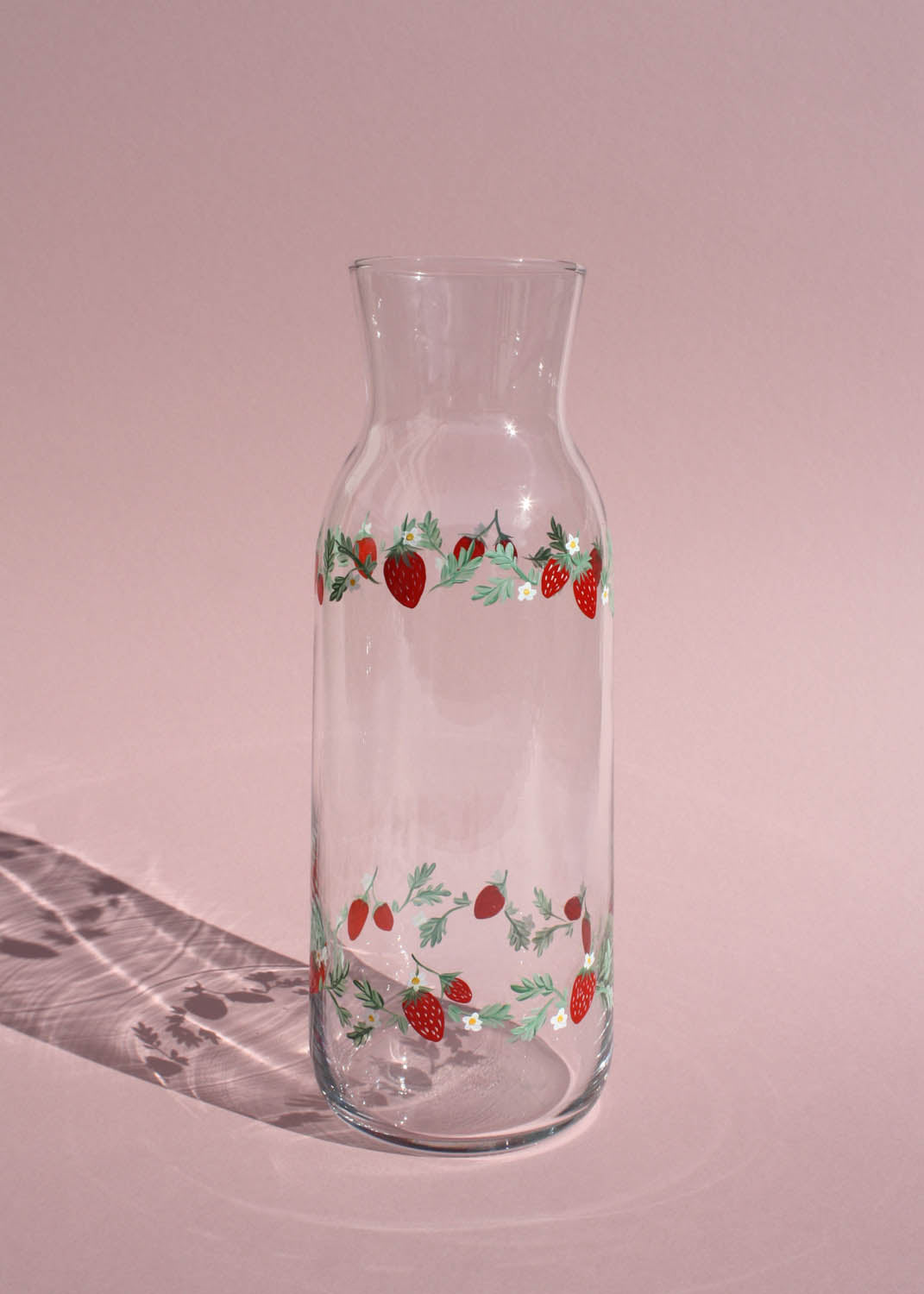 Strawberry Glass Carafe Hand Painted