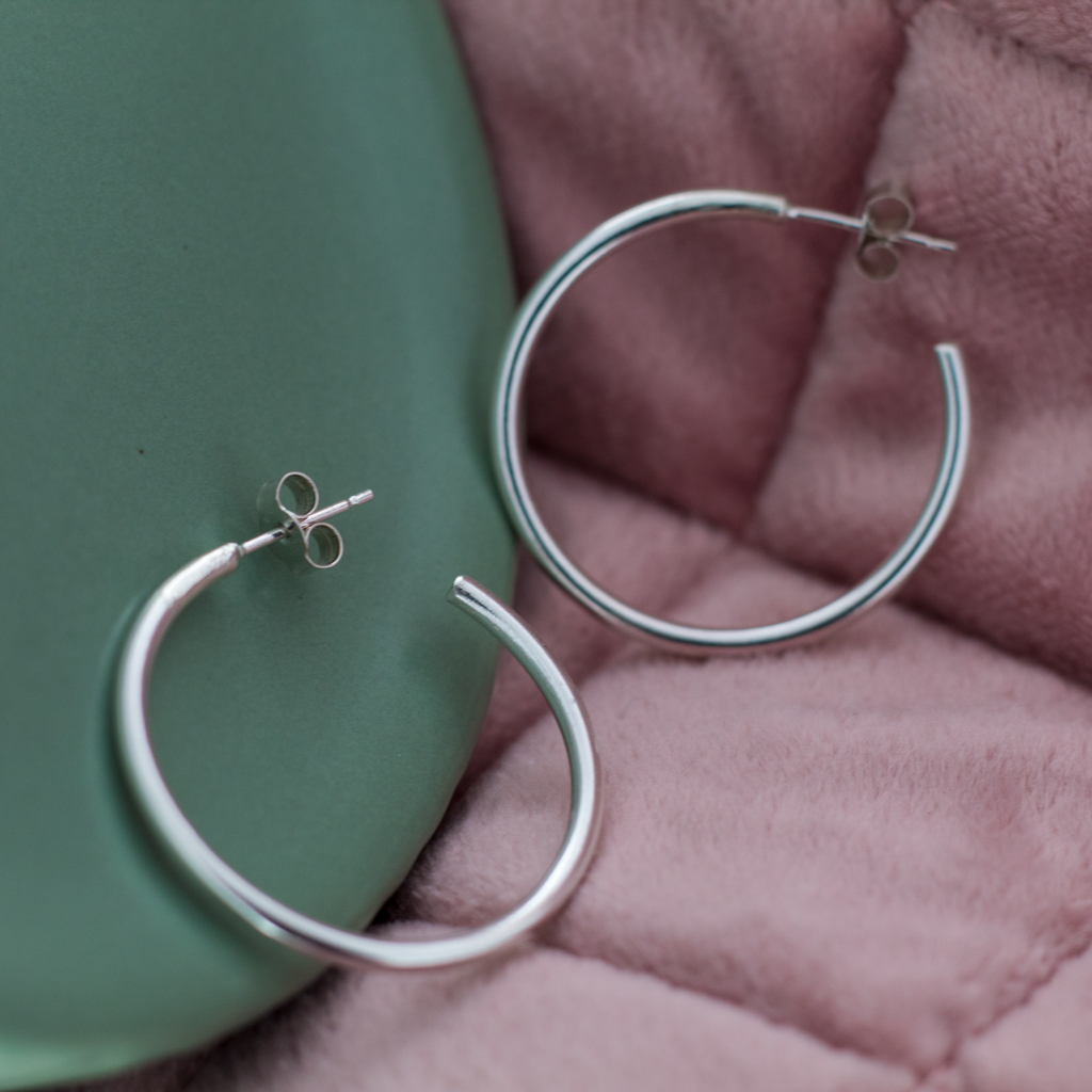 Midi Smooth Sterling Silver Hoops