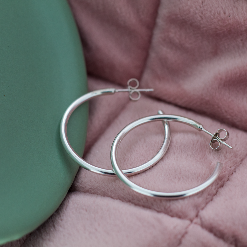 Midi Smooth Sterling Silver Hoops