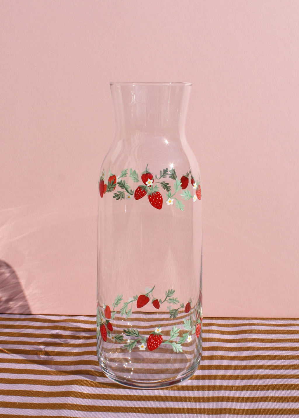 Strawberry Glass Carafe Hand Painted