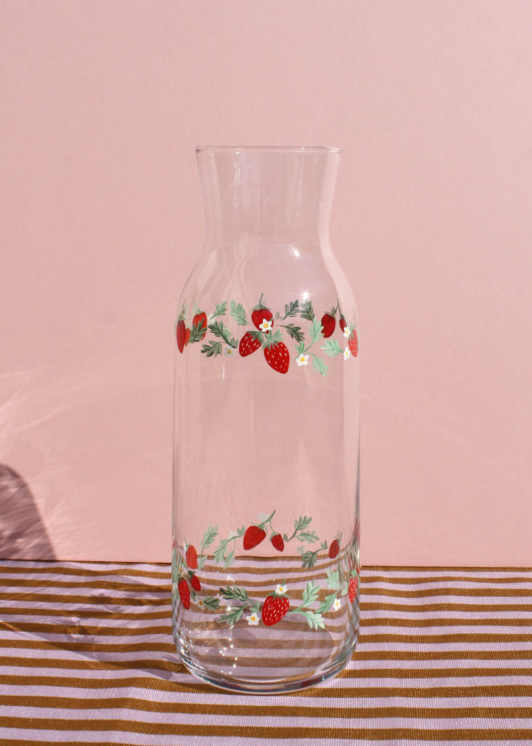 Strawberry Glass Carafe Hand Painted
