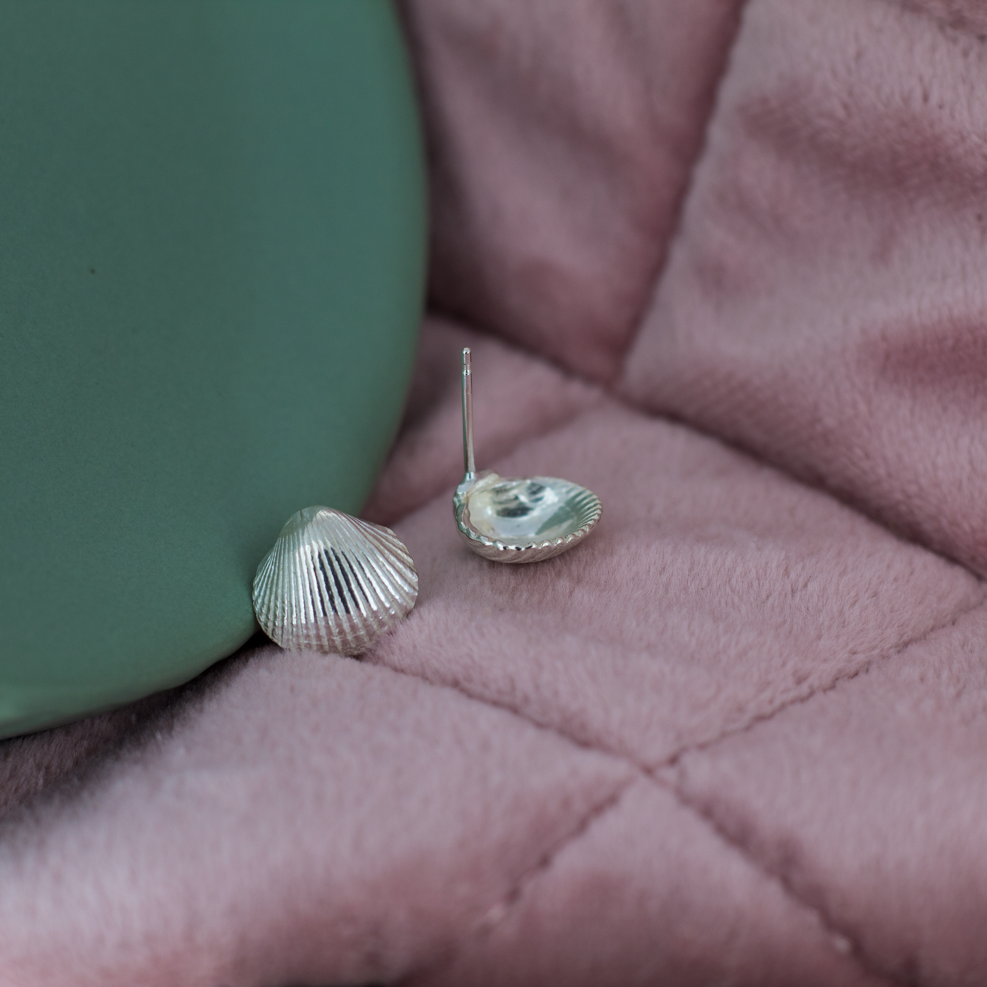 Recycled Sterling Silver Shell Studs