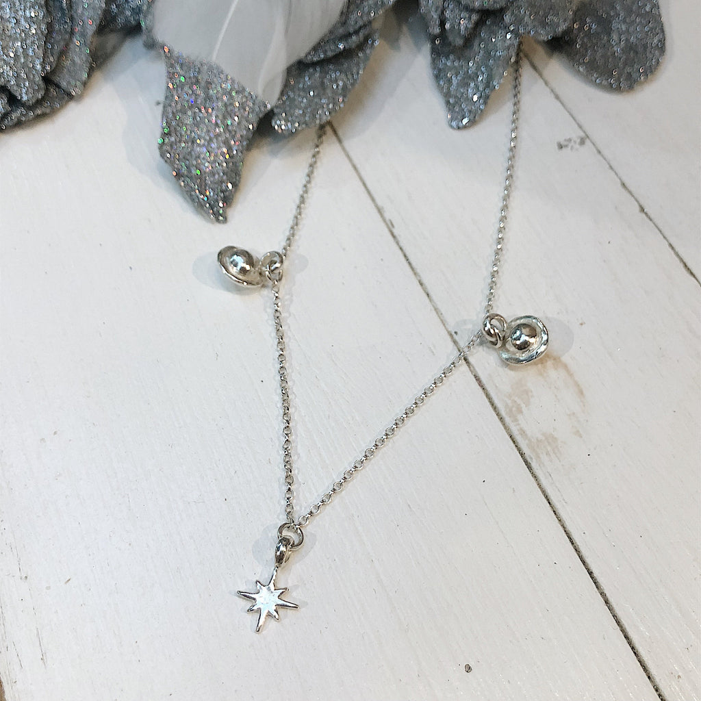 North Star with Two Saturn Charm Necklace