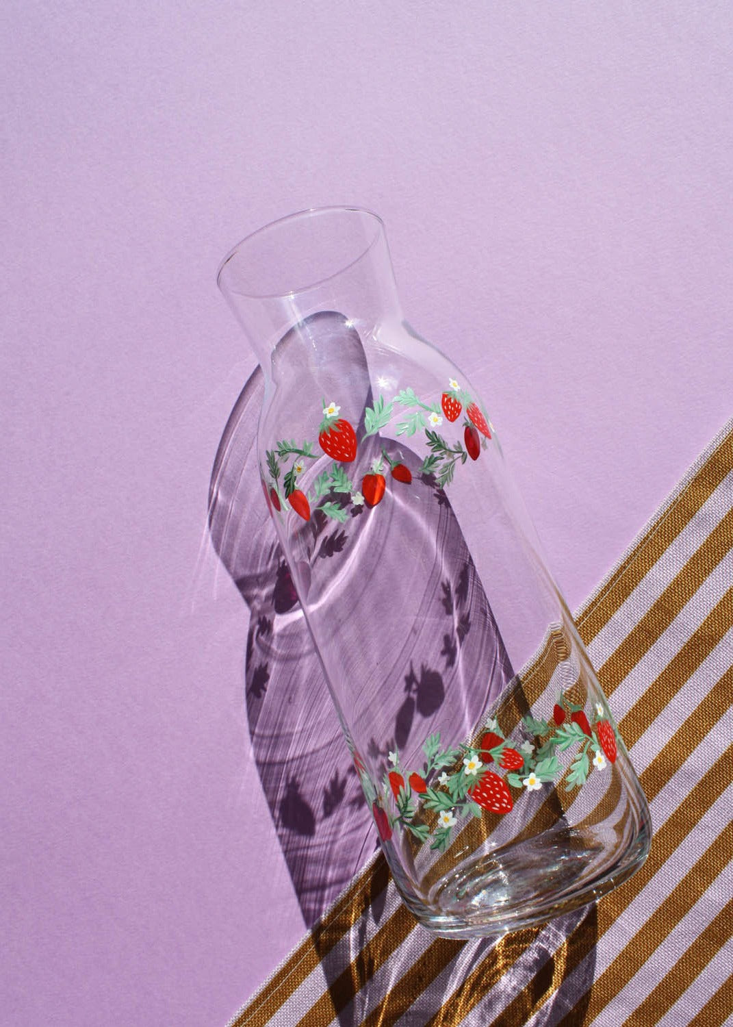Strawberry Glass Carafe Hand Painted