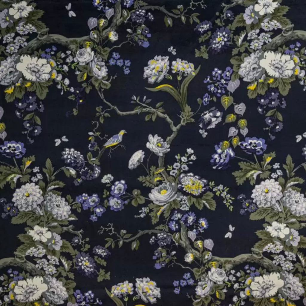 Midnight floral Velvet cylinder lampshade, extra tall lampshade